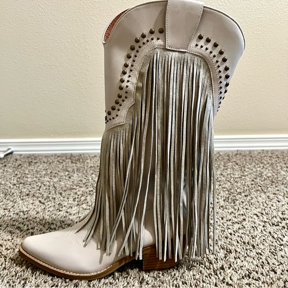 Studded Fringe Boots - Picture 6 of 15